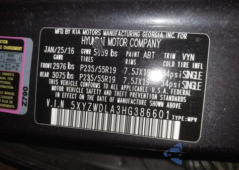 2017 Hyundai Santa Fe Sport 2.0T Ultimate from USA, damaged, VIN 5XYZWDLA3HG386601